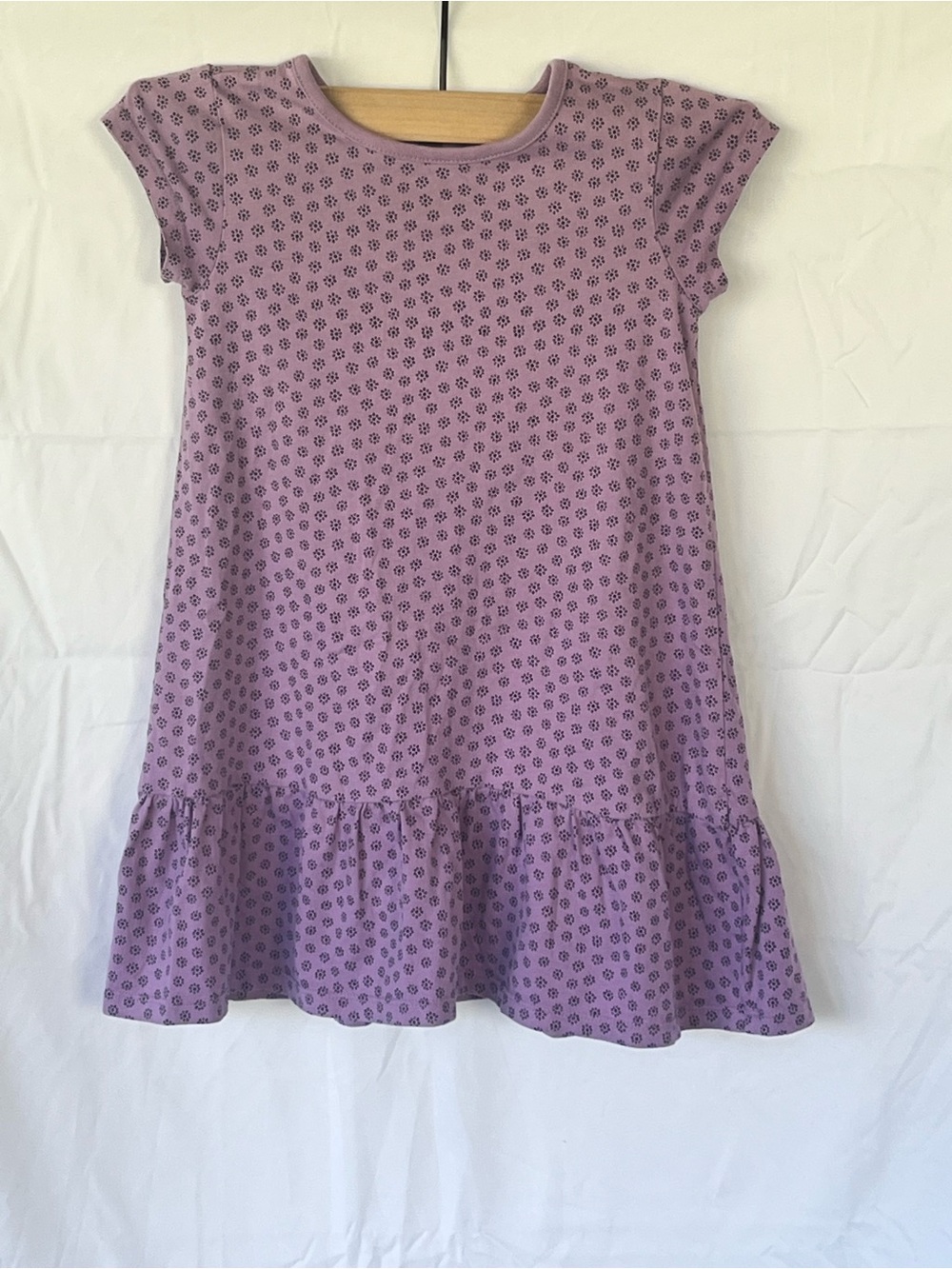 Tea Collection Lavender Floral Ruffle-Hem Knit Dress